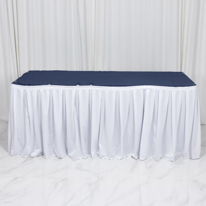 Scuba Table Skirt 14ft White - Shirred Pleat Wrinkle Free & Stain Resistant Event Skirting