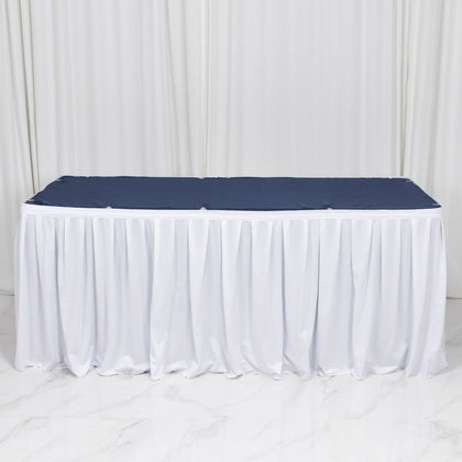 Scuba Table Skirt 17ft White - Shirred Pleat Wrinkle Free & Stain Resistant Event Skirting