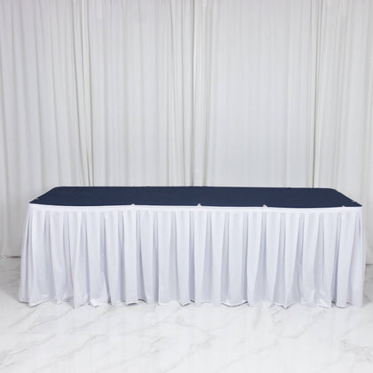 Scuba Table Skirt 21ft White - Shirred Pleat Wrinkle Free & Stain Resistant Event Skirting