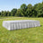 White rectangular outdoor event stage with pleated skirting in a park