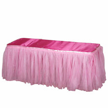 Pleated Tulle Tutu Table Skirt Two Layered With Satin Edge 17 Feet In Pink#whtbkgd