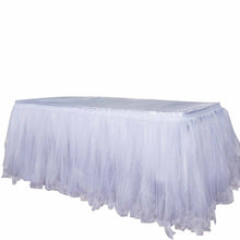 Pleated Two Layered Tulle Tutu Table Skirt In White With Satin Edge 14 Feet #whtbkgd