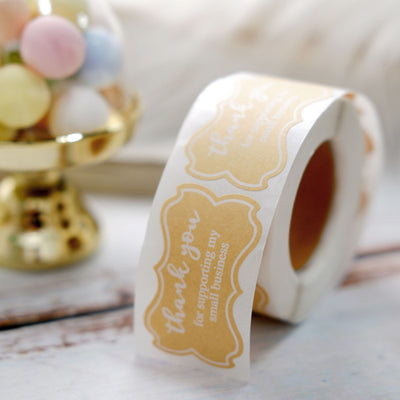 Thank you stickers on a roll for small business support