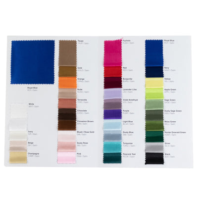 Fabric color swatch book featuring various shades and textures