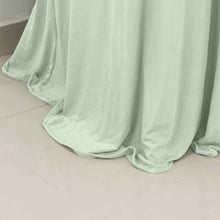 Sage Green Round Heavy Duty Spandex Cocktail Table Cover With Natural Wavy Drapes