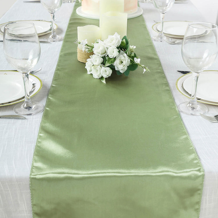 Sage Green Table Runner Satin 12 inch x 108 Inch#whtbkgd