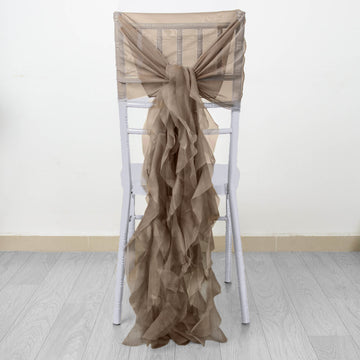 Taupe Chiffon Hoods With Ruffles: Elevate Your Event Décor