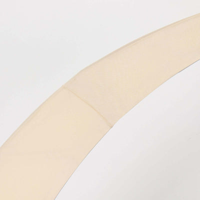 Beige fabric band with a smooth texture on a plain white background.