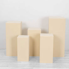 Set of 5 Beige Spandex Rectangular Plinth Display Box Stand Covers