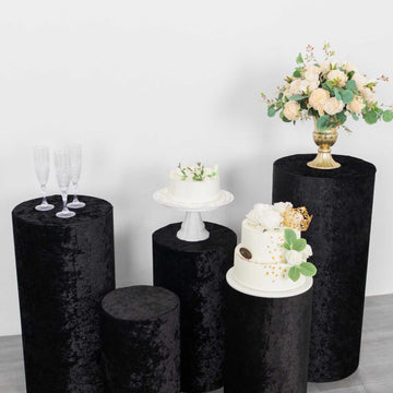 Luxurious Black Crushed Velvet Pillar Prop Covers