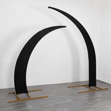 <strong>Black Half Crescent Moon Spandex Arch Covers for Modern Weddings</strong>