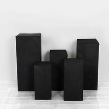 Set of 5 Black Spandex Rectangular Plinth Display Box Stand Covers, Stretchable Pedestal Pillar