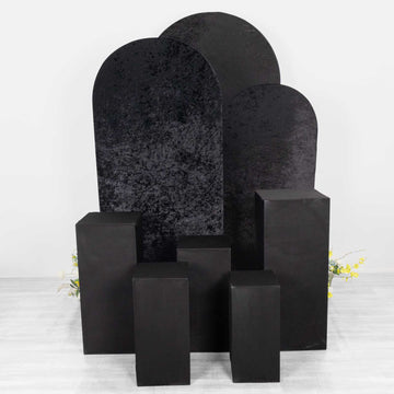Create a Refined and Captivating Ambiance with Black Stretchable Pedestal Pillar Covers