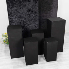 Set of 5 Black Spandex Rectangular Plinth Display Box Stand Covers, Stretchable Pedestal Pillar