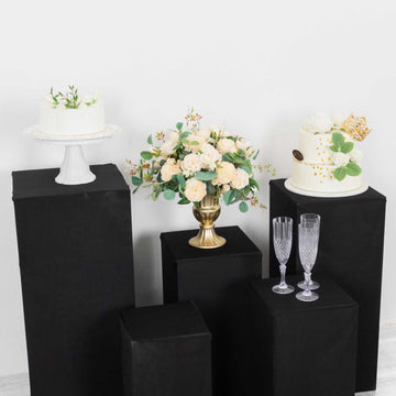 Elevate Your Display Stands with Black Spandex Plinth Covers