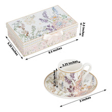 Blush Floral Design Bridal Shower Gift Set, Set of 2 Porcelain Espresso Cups