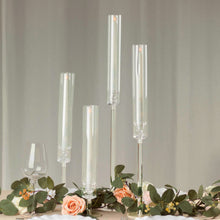 Set of 4 Clear Acrylic Taper Candlestick Holders, Hurricane Candle Stands With Tall Chimney Tube