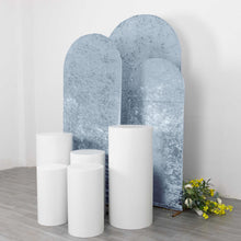 Set of 3 Dusty Blue Crushed Velvet Chiara Wedding Arch Covers For Round Top Backdrop Stands