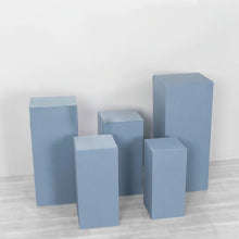 Set of 5 Dusty Blue Spandex Rectangular Plinth Display Box Stand Covers