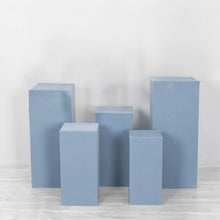 Set of 5 Dusty Blue Spandex Rectangular Plinth Display Box Stand Covers