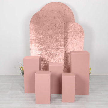 <strong> Dusty Rose Stretchable Pedestal Pillar Covers</strong>