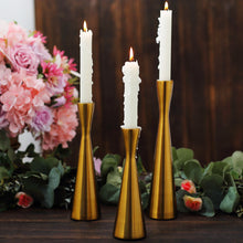 Set of 3 Modern Hourglass Style Gold Metal Taper Candle Holders, Nordic European Style