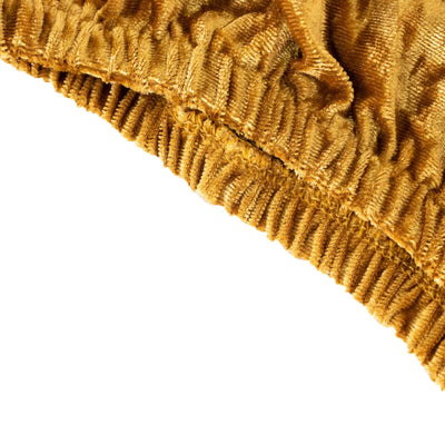 Gold velvet fabric with elastic waistband detail.