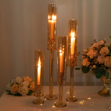 Add a Touch of Glamour with Gold Crystal Glass Cylinder Chimney Tubes