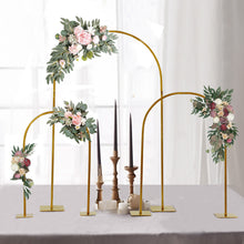 Set of 3 Gold Metal Wedding Cake Chiara Arch Table Centerpieces with Rounded Top