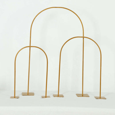 Gold metal arch display stands in various sizes