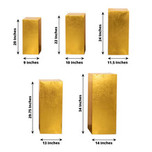 Set of 5 Gold Metallic Spandex Rectangular Display Box Stand Covers