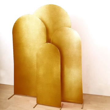 Transform Your Wedding Arch with Gold Spandex Chiara Backdrop Stand Covers