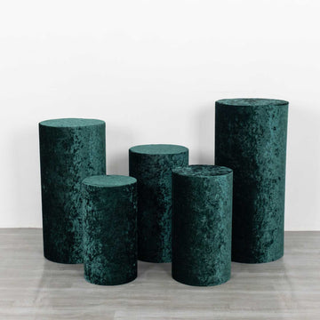 Elevate Your Event Decor with Hunter Emerald Green Velvet Plinth Covers