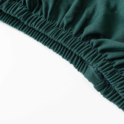 Green fabric with gathered elastic edge detail
