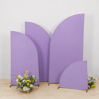Set of 4 Matte Lavender Lilac Fitted Spandex Half Moon Wedding Arch Covers, Custom Fit Chiara Backdrop Stand Covers 2.5ft,5ft,6ft,7ft