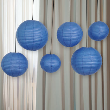 Durable and Reusable Navy Blue Hanging Paper Lanterns