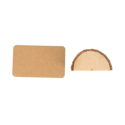 Natural wood slice and rectangular cardboard tag for crafting projects