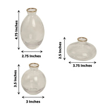 Small Clear Glass Vases With Gold Rim For Table Centerpieces Set Of 3
