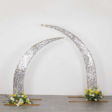 Set of 2 Silver Big Payette Sequin Wedding Arch Cover for Half Crescent Moon Backdrop