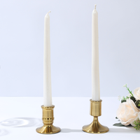 Set of 4 Vintage Gold Metal Taper Candle Holders with Sturdy Round Base, Traditional Pillar Candle Base Candlestick Holders - 2.5",3"