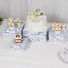 Set of 4 White Blue Chinoiserie Nesting Gift Boxes With Lids
