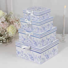Set of 4 White Blue Chinoiserie Nesting Gift Boxes With Lids