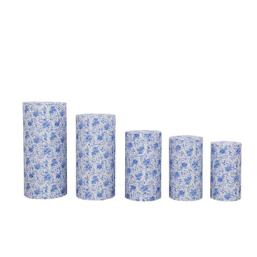 Versatility Redefined - White Blue Pillar Prop Covers for Every Occasion