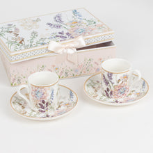 Blush Floral Design Bridal Shower Gift Set, Set of 2 Porcelain Espresso Cups