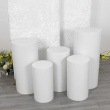 Set of 3 White Crushed Velvet Chiara Wedding Arch Covers For Round Top Backdrop Stands
