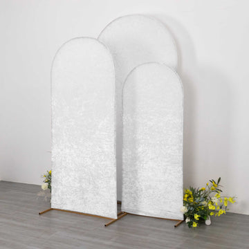 Luxurious White Crushed Velvet Arch Covers for Round Top Backdrop Stands
