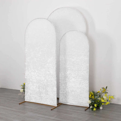 Three tall, elegant white backdrops with a soft texture, perfect for photography.