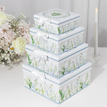 <strong>Versatile White Green Floral Favor Boxes</strong>