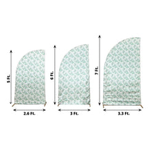 Set of 3 White Green Satin Chiara Backdrop Stand Covers With Eucalyptus Leaves Print