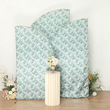 Create an Elegant Atmosphere with White Green Fitted Covers for Half Moon Backdrop Stands